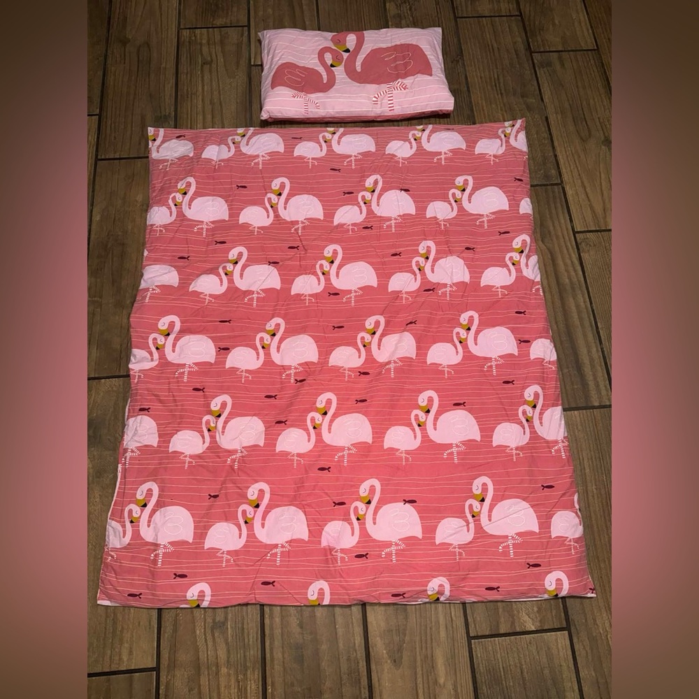 Ikea Rorande Duvet Cover/Pillowcase Flamingo lap quilt 2 flamingos & 3 pillows - Picture 4 of 16